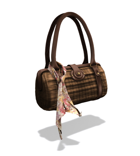 Rattan bag with scarf (Choco)