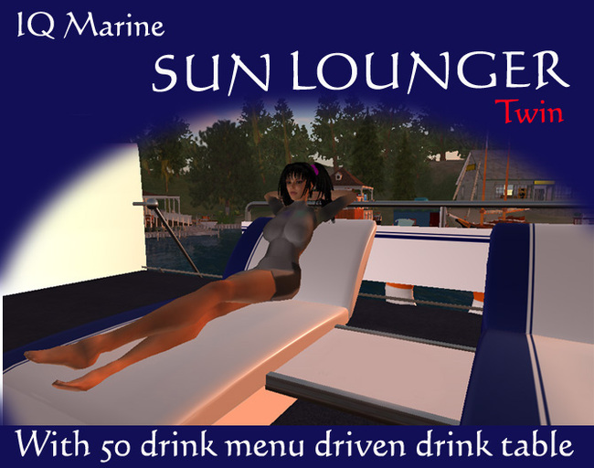 IQ loungers - twin with drinks vendor - Blue / white