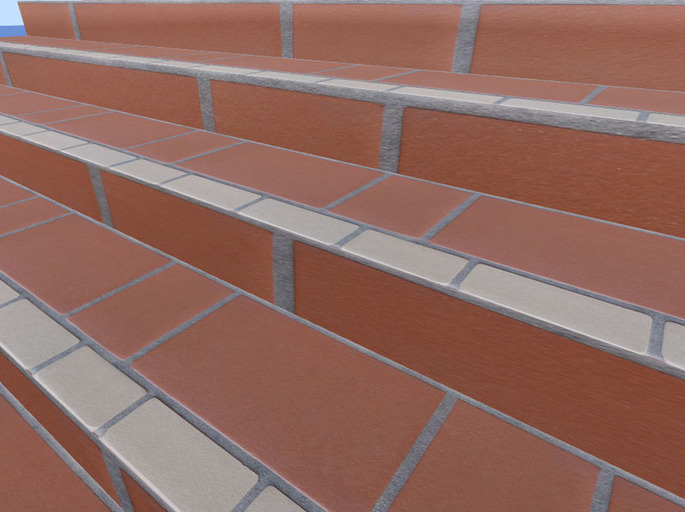 High Resolution Brick Tile Stair Section with Full Perm Texture Included - Stone Stair 9413