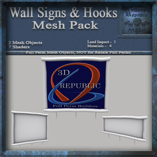 Signs With Hooks Mesh Kit, Square Wall Frame Photography, Mesh & Textures Full Perms 