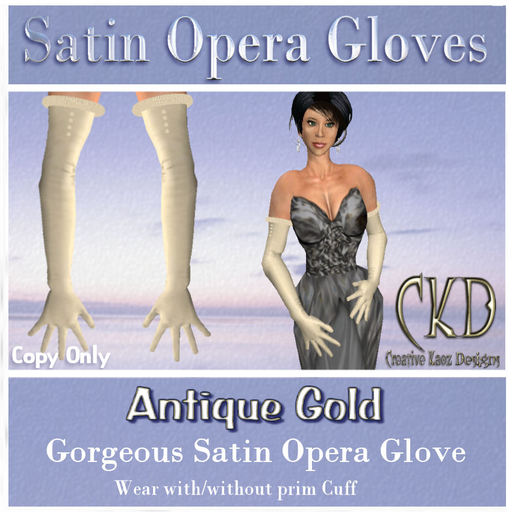 CKD Satin Opera Gloves Antique Gold