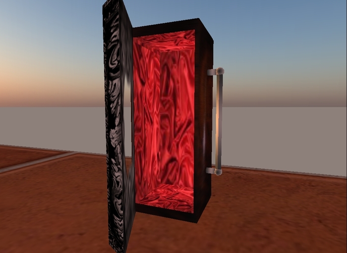 Coffin w/ clear oval window on lid, working lid