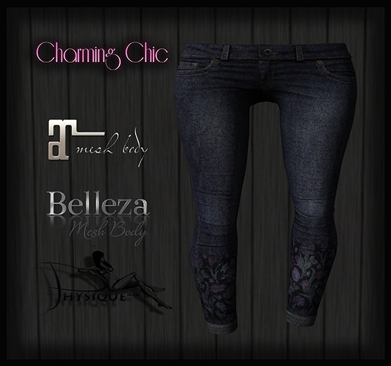 {CC} Skinny Jeans - Blue W/ flowers {ADD ME}