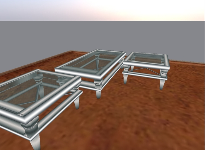 Aluminum w/X base- coffee and 2 end tables