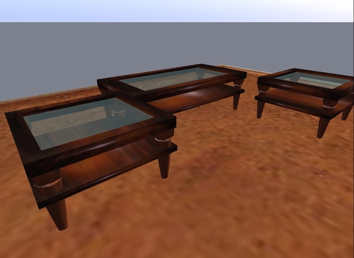 Wood 2/ glass-  coffee and 2 end tables