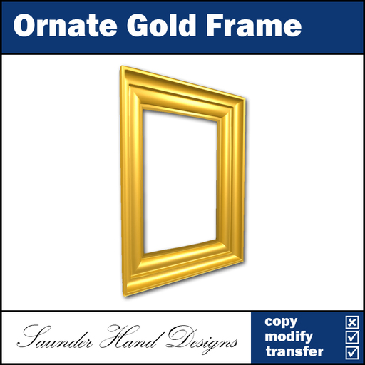 Ornate Gold Frame - 1 Prim Sculpted Frame (1.5 ratio)