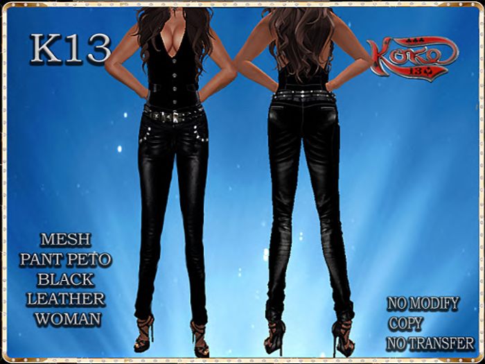 K13 - MESH PANTS PETO BLACK LEATHER WOMAN