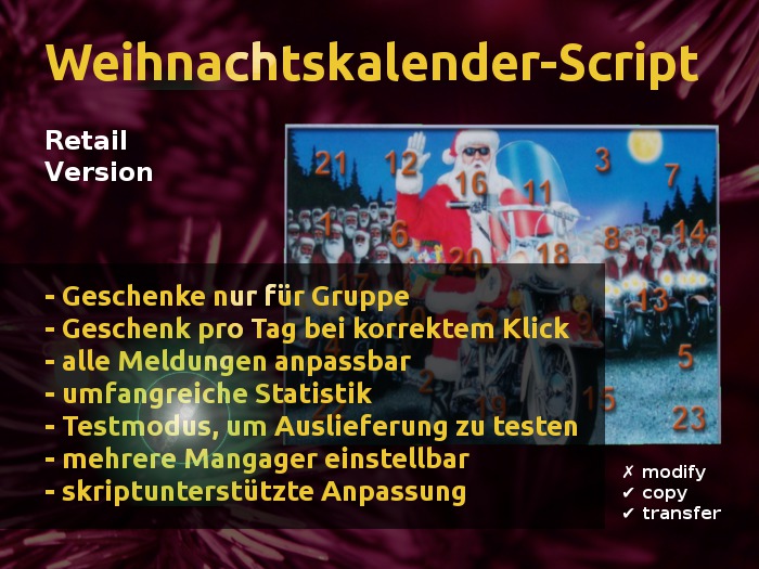 Weihnachtskalender Scripte (nomod,copy,transfer)
