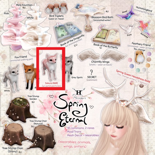 +Half-Deer+ Spring Eternal - Fox Friend - Sakura (wear) RARE