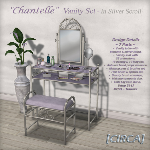 [CIRCA] - "Chantelle" - Vanity Set - In Silver Scroll