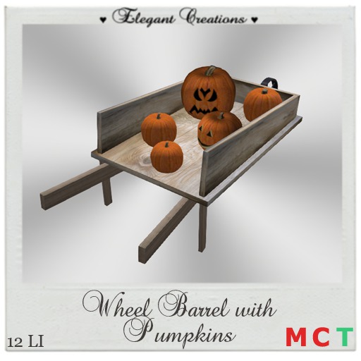 Wheel Barrel w/Pumpkins Mesh