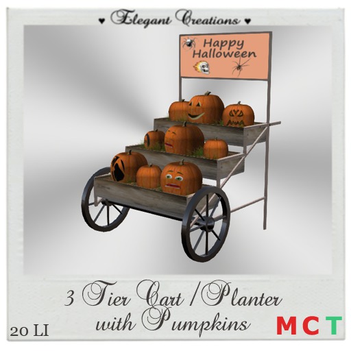 3 Tier Cart/Planter w-pumpkins