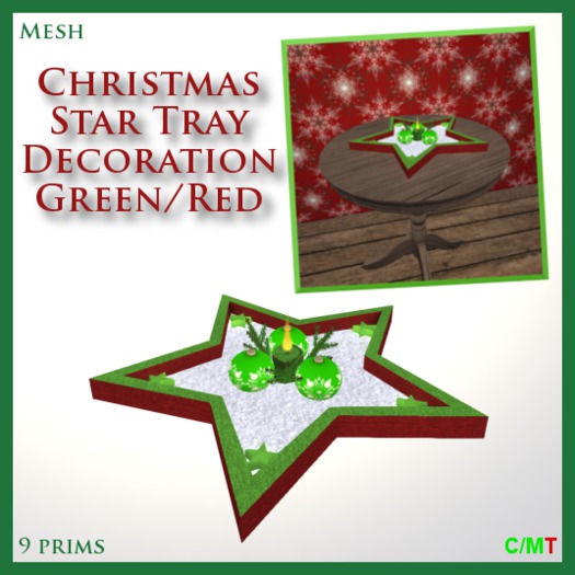 Christmas Star Tray Decoration -Green/Red Boxed