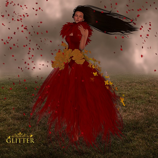 *GLITTER* FLOWER FAE GOWN RED