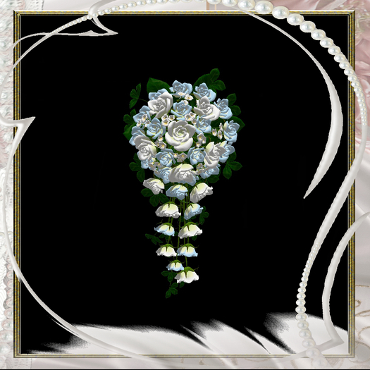 Blue Rose And Baby Breath Cascade