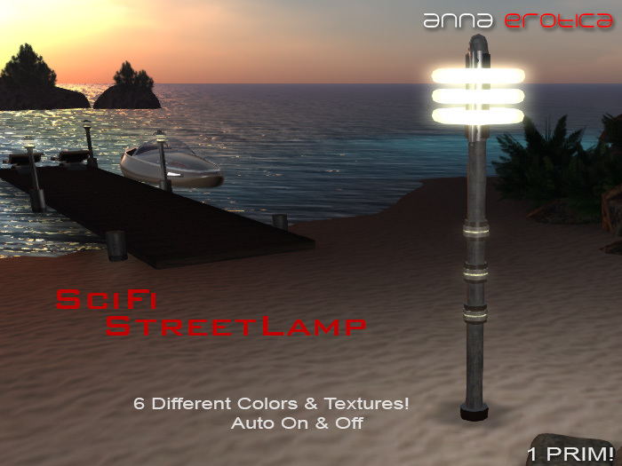 Anna Erotica - SciFi Streetlamp - Auto On/Off, 6 textures - 1 Prim!
