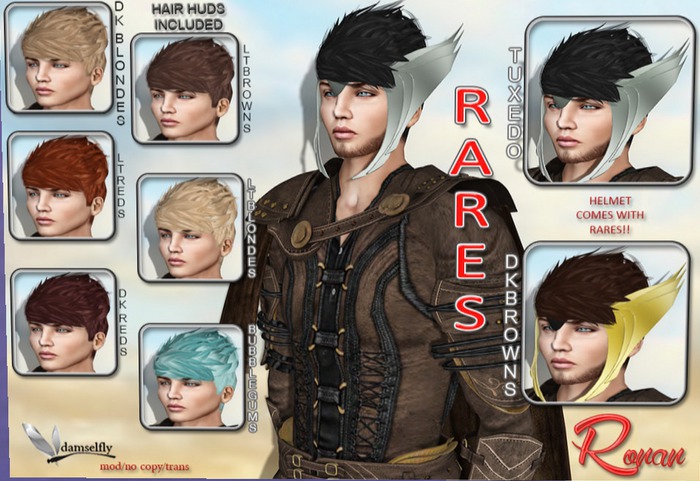 *~*Damselfly*~*Ronan Rigged Mesh DkBrowns RARE