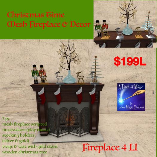 Christmas Time Mesh Fireplace & decor (crate)