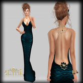 *GLITTER* SLIM MERMAID MESH GOWN TEAL & ACCESSORIES
