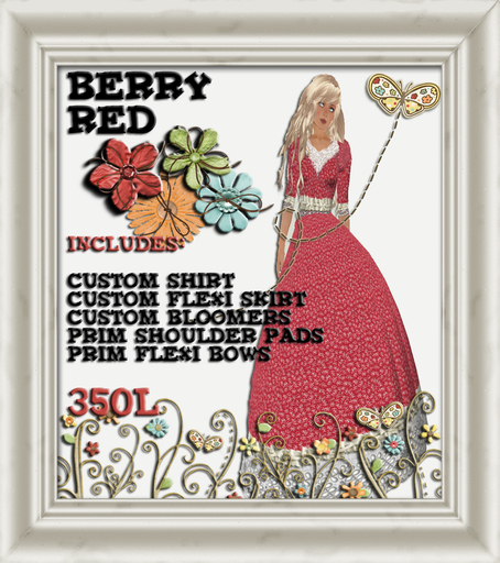 Shabby Chic Berry Red Vintage Flexi Dress Cowboy Prairie Western Victorian Costume