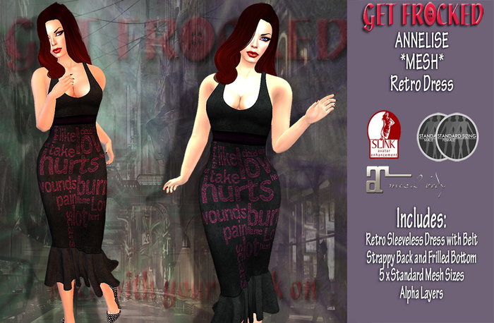 ANNELISE Mesh Retro Dress - Cerise