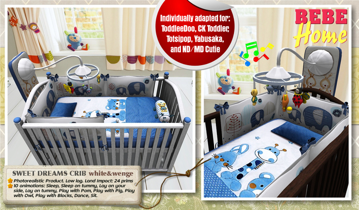 (Bebe-Home) Sweet Dreams Crib (Blue) MESH