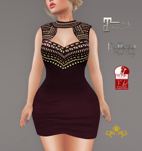 {M.S}Dress Mya Mesh Bordo -Belleza,Maitreya,SLink,Classic
