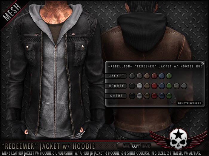 = REBELLION = "REDEEMER" JACKET w/ HOODIE - DEMO
