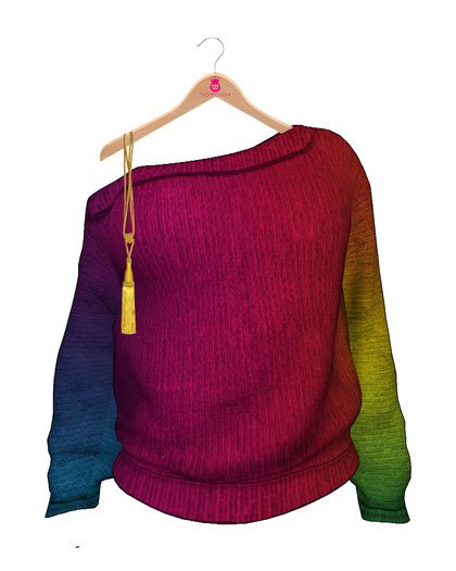 TOTOSH Rainbow Off Shoulder Sweater