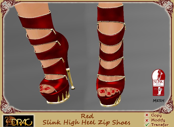 [Drac] Slink High Red Zip Heels