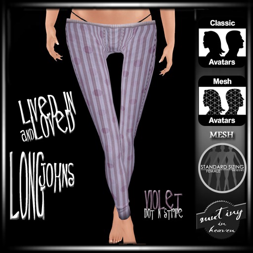 !MiH Longjohns - violet dot n stripe