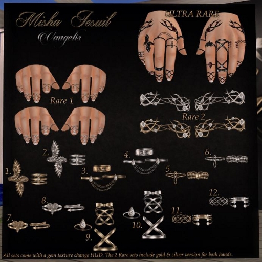 ~Misha Jesuil~ Vangelis Rings Set 9 Gold Common