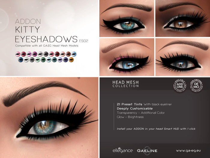 DISCOUNTED !!! [GA.EG] Mesh Heads Addon - ES02 Kitty Eyeshadows