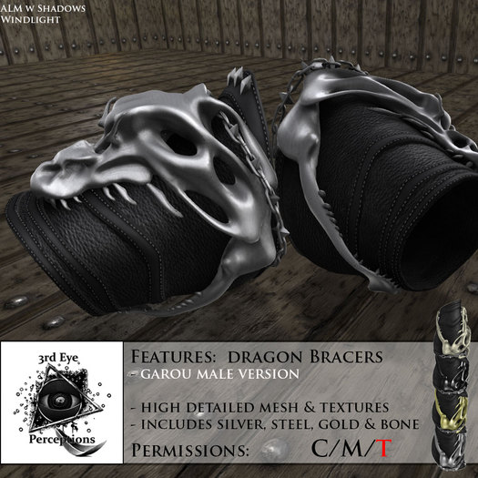 Dragon Bracers Blk Garou M Set 