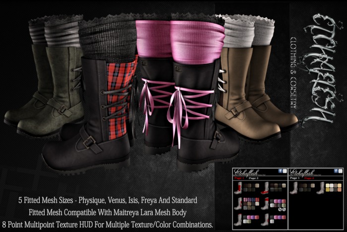[Etchaflesh] Kickstarter Backlaced Boots W/ Multipoint Texture HUD