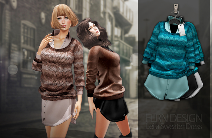 [FLRN] Leila Sweater Dress Turquoise