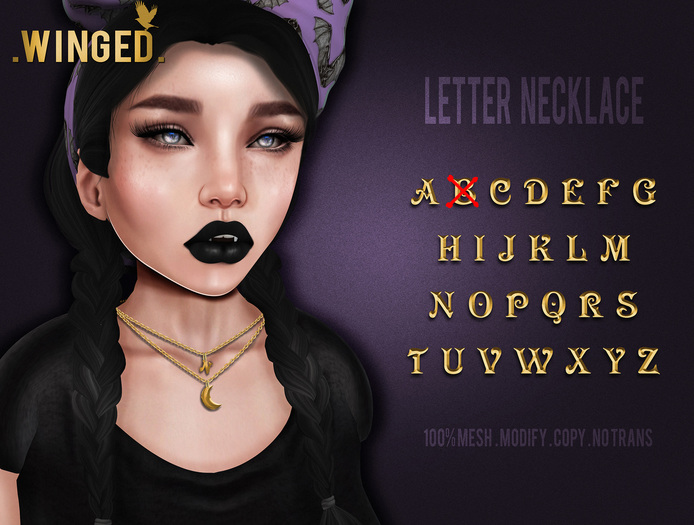 .Winged. Letter Necklace
