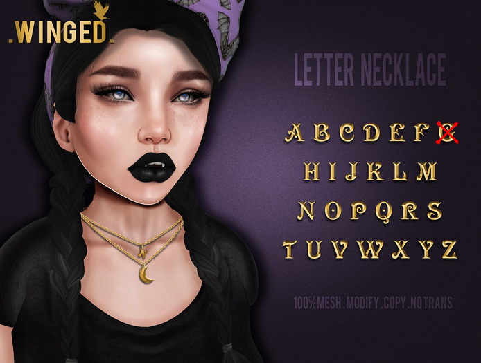 .Winged. Letter Necklace