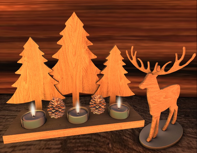 Wooden Xmas Tree - Tea Light Display 1