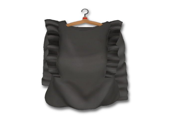 {amiable}Mesh Shoulder Ruffle Long-sleeved Blouse_Black