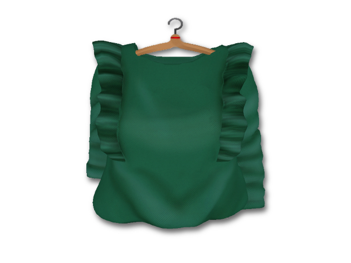 {amiable}Mesh Shoulder Ruffle Long-sleeved Blouse_Green
