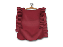 {amiable}Mesh Shoulder Ruffle Long-sleeved Blouse_Red
