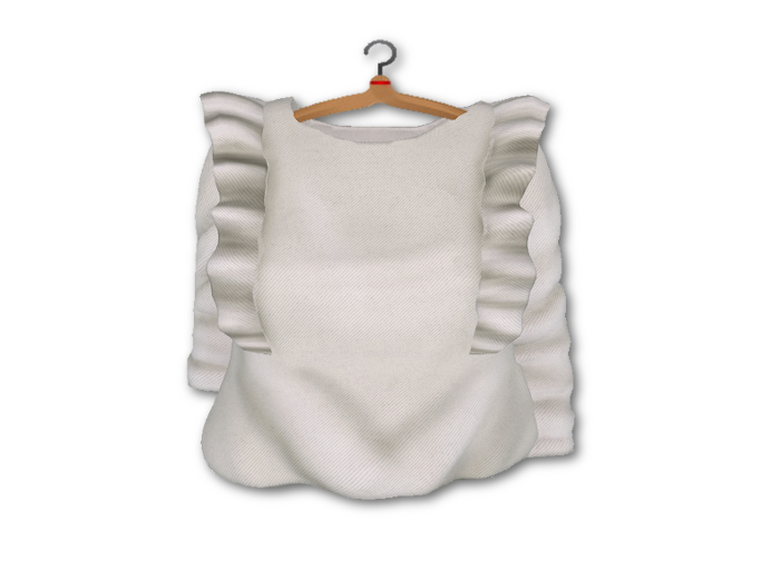 {amiable}Mesh Shoulder Ruffle Long-sleeved Blouse_White