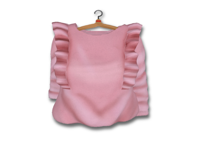 {amiable}Mesh Shoulder Ruffle Long-sleeved Blouse_Pink