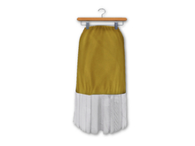 {amiable}Mesh Slim Pleated Long Skirt_Mustard