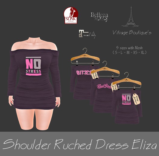 (vitrage Boutique's) Shoulder Ruched Dress Eliza - (PURPLE)