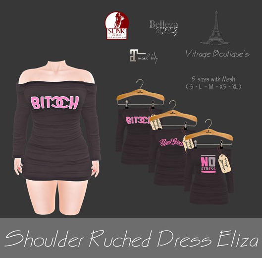 (vitrage Boutique's) Shoulder Ruched Dress Eliza - (BROWN)