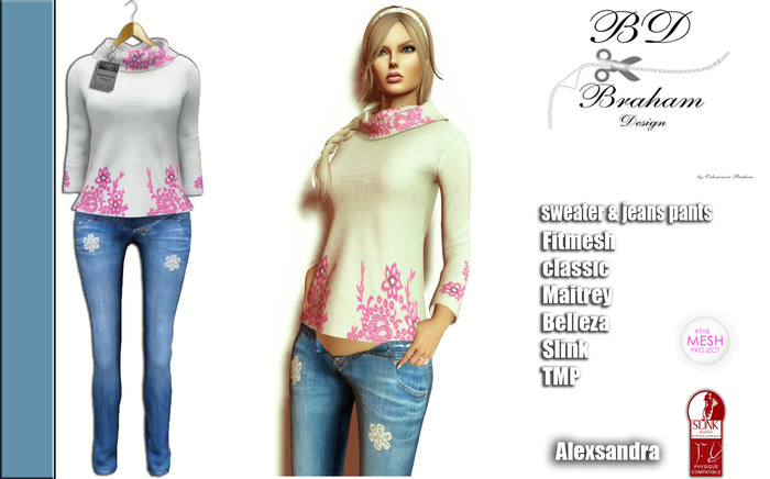 Braham Design Pink Crem  Alexsandra Sweater Mesh