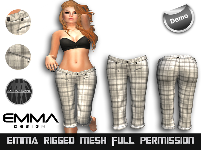 (Demo)Emma Full Perm Rigged Mesh Sima Capri Pants