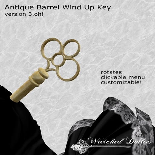 Doll Key, Gold Antique Barrel